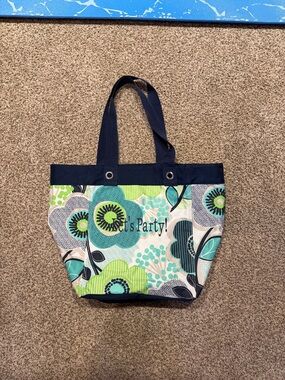 Thirty one bag Floral Canvas Tote Bag in Blue & Green - Let's Party!
